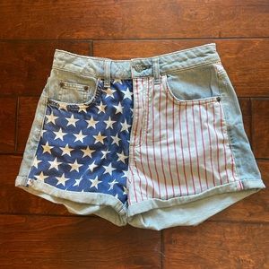 American Flag Jean Shorts